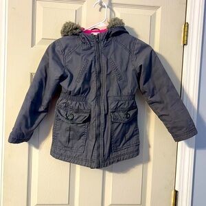 Old Navy Girls Faux Fur Hood gray jacket size S 6/7